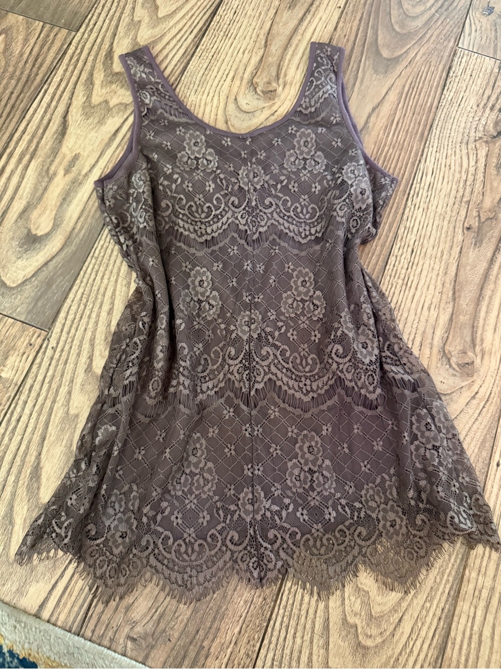 Maurices Lace Overlay Scoop Neck Tank - Brown - Picture 5 of 9